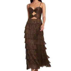 Gianni Bini Metallic Brown Tiered Maxi Dress